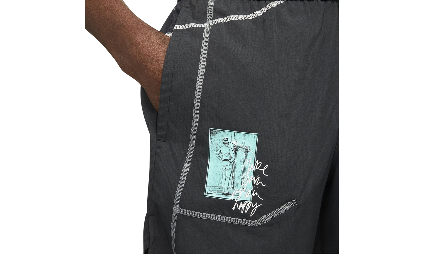 Mens Dri-fit Stride 7 Inch Dye Short "BLACK / LIGHT MENTA"