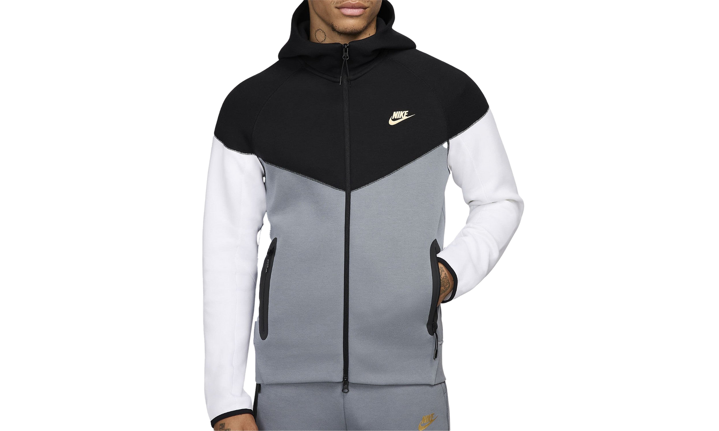 Sportswear Tech Fleece Windrunner Full-zip Hoodie "Black/Cool Grey/White/Metallic Gold"