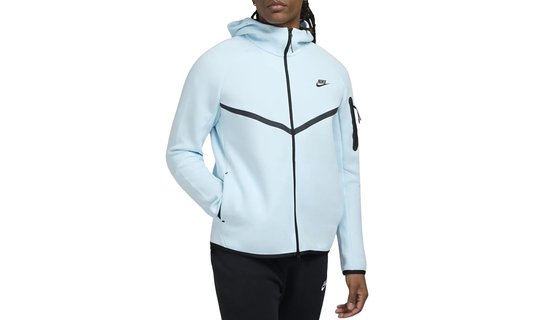 Tech Full-zip Fleece Windrunner Hoodie "GLACIER BLUE / BLACK"