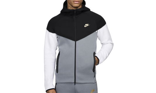 Sportswear Tech Fleece Windrunner Full-zip Hoodie "Black/Cool Grey/White/Metallic Gold"